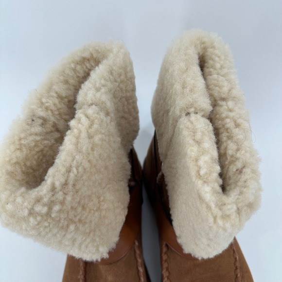 Coach G1433 Womens Tan Suede‎ Moto Shearling Fur Lined Moccasin Boots Size 7B main image 4